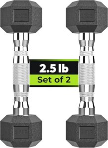 Hex Dumbbell Rubber Encased Dumbbell Strength Training Hex Dumbbell, Hand Weight For Workout & Exercise/Pair of 2.5LB